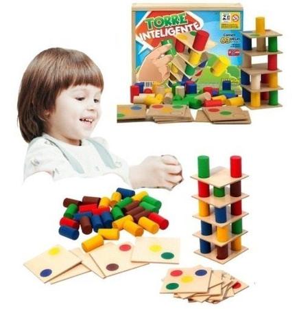 Blocos de encaixe vertical ( 25 pecas de madeira) - JottPlay - Compre  brinquedos educativos online