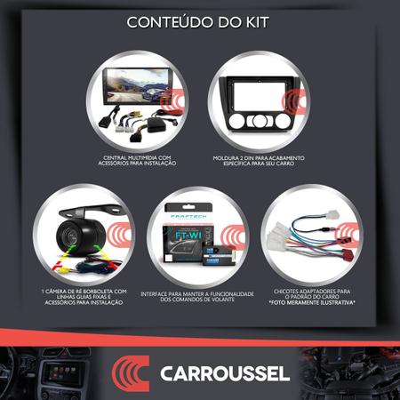 Imagem de Combo Kit Central Multimidia MP5 Android 9" +Camera +Interface + Moldura Ar Manual BMW Serie 1 07/11