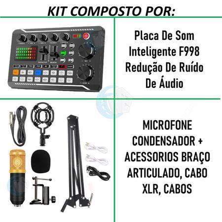 placa som para podcasting  Pacote equipamento streaming da versão