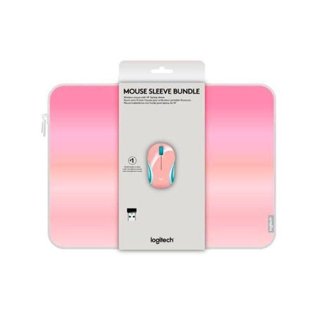 Imagem de Combo Logitech Mouse Sem Fio Mini M187 + Capa Para Notebook 14" - Rosa