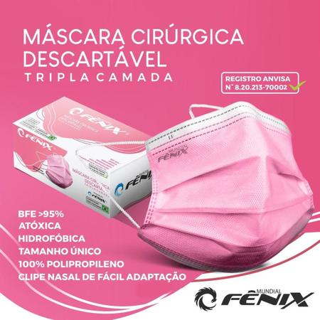 Imagem de Combo mascara fenix adulto rosa 100 unidades