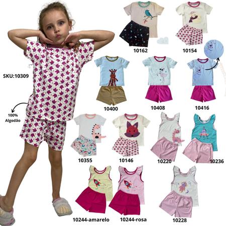 Imagem de Combo Pijama Infantil Menina - 2 Pijamas Verão + 1 Pantufa