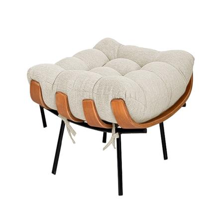 Combo Poltrona Costela e Puff Costela base fixa Madeira - Linho Bege - HOUSE Imagem de Combo Poltrona Costela e Puff Costela base fixa Madeira - Linho Bege