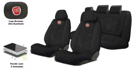 Imagem de Combo Premium Uno 2012-2018: Capas de Tecido, Capa de Volante, Chaveiro Fiat