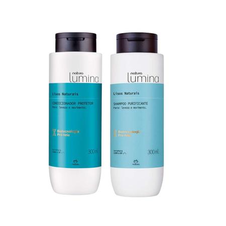 Imagem de Combo Shampoo Condicionador Lumina Natura Lisos Naturais Cabelos soltos macio brilho