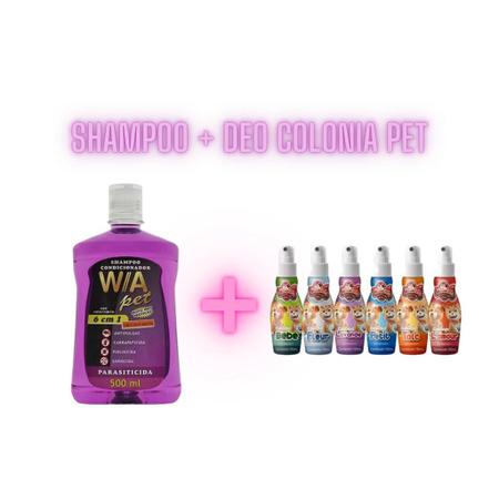 Imagem de Combo Shampoo W.A 500 Ml Pulgas E Carrapatos + Deo Colônia Para Cães E Gatos 120 Ml