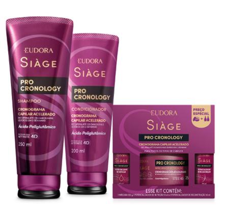 Imagem de Combo Siàge Pro Cronology: Shampoo + Condicionador + Kit Cronograma Capilar Acelerado Eudora