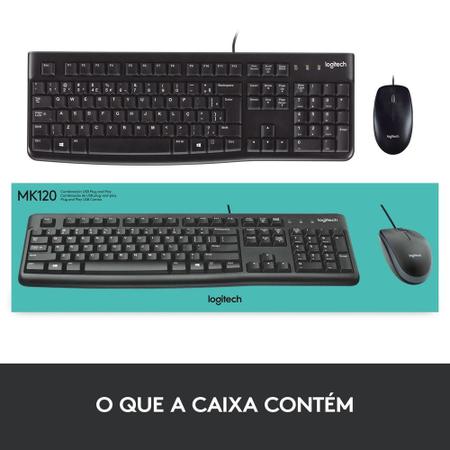 Imagem de  Combo Teclado e mouse com fio Logitech MK120 resistente a respingos