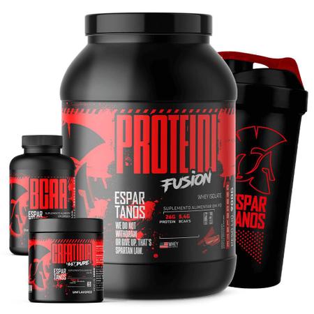 Imagem de Combo Whey Protein Fusion + Bcaa + Creatina + Shaker - Espartanos