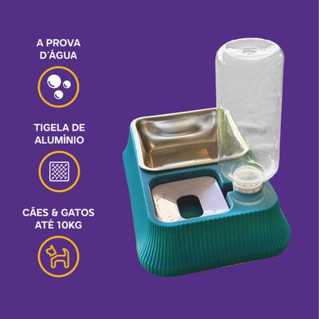 Imagem de Comedouro Bebedouro Para Pet Cachorro Gato Pequeno Duplo Automático Tigela Alumínio Fácil de Limpar