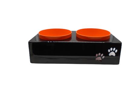 Imagem de Comedouro duplo para cães e gatos em acrílico com potes