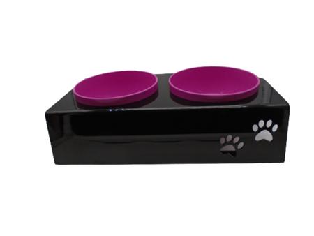 Imagem de Comedouro duplo para cães e gatos em acrílico com potes