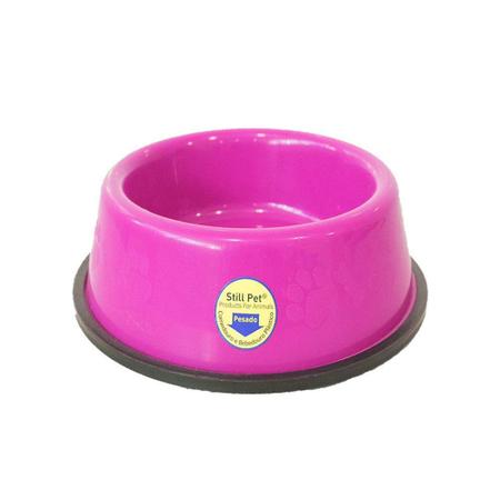 Imagem de Comedouro E Bebedouro Pesado Cães Tudo Pet Rosa - 300ml