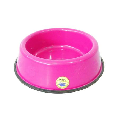 Imagem de Comedouro E Bebedouro Pesado Cães Tudo Pet Rosa - 300ml