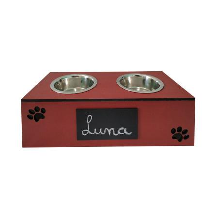 Imagem de Comedouro Hello Pet Lousa Duplo Vermelho para Cães e Gatos - Tamanho M