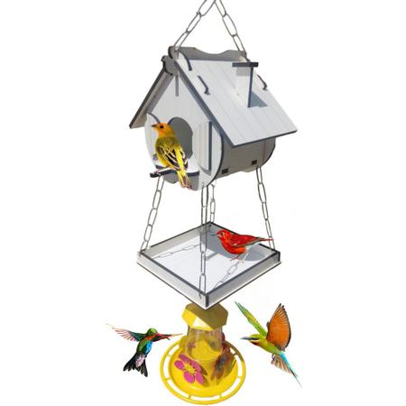 Imagem de Comedouro Tratador Pássaros Livres Casinha De Passarinho e bebedouro 