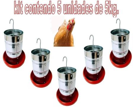 Imagem de Comedouro tubular 5kg kit c/5 und aves e galinhas