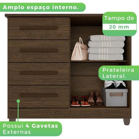 Imagem de Cômoda 2 Portas 4 Gavetas com Sapateira Dubai Plus