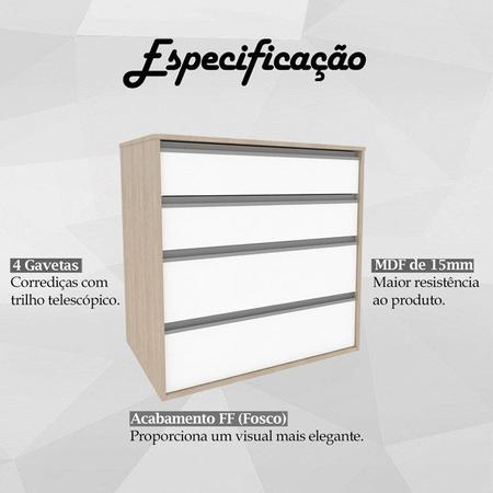 Comoda 4 Gavetas CO19 Noce Branco NOVAM - Nova Mobile Imagem de Comoda 4 Gavetas CO19 Noce Branco NOVAM