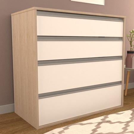 Comoda 4 Gavetas CO19 Noce Branco NOVAM - Nova Mobile Imagem de Comoda 4 Gavetas CO19 Noce Branco NOVAM