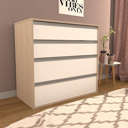 Comoda 4 Gavetas CO19 Noce Branco NOVAM - Nova Mobile Imagem de Comoda 4 Gavetas CO19 Noce Branco NOVAM