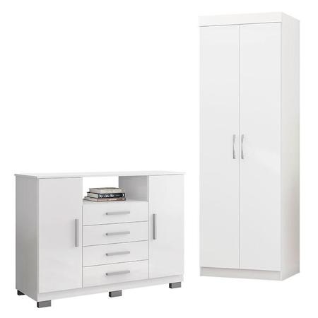 Imagem de Cômoda 8020 e Armário Multiuso 6020 Branco - Araplac