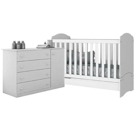 Imagem de Cômoda Infantil Maria + Beço Mini Cama Pirulito Branco - Bela Móveis