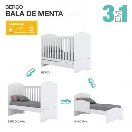 Imagem de Cômoda Infantil Maria + Beço Mini Cama Pirulito Branco - Bela Móveis