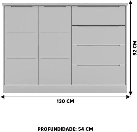 Imagem de Cômoda Infantil Pérola 4 Gavetas e 2 Portas Cinza com Cava Para Abertura - Phoenix Baby