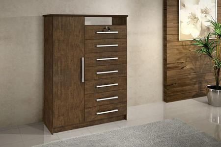 Cômoda para Quarto 1 Porta 7 Gavetas - Safira-Ypê - Móveis D'Doro Imagem de Cômoda para Quarto 1 Porta 7 Gavetas - Safira-Ypê - Móveis D'Doro