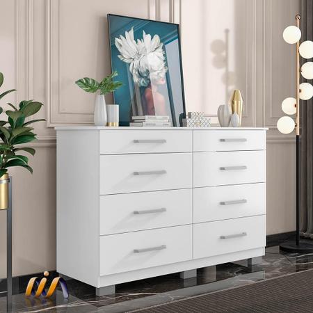 Imagem de Cômoda Para Quarto 8 Gavetas Branco CO805050 Araplac