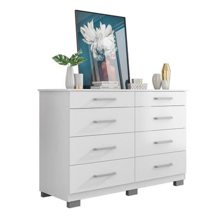 Imagem de Cômoda Para Quarto 8 Gavetas Branco CO805050 Araplac