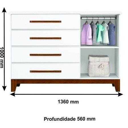 Imagem de Cômoda para Quarto de Bebê 1 Porta 4 Gavetas Wood Planet Baby