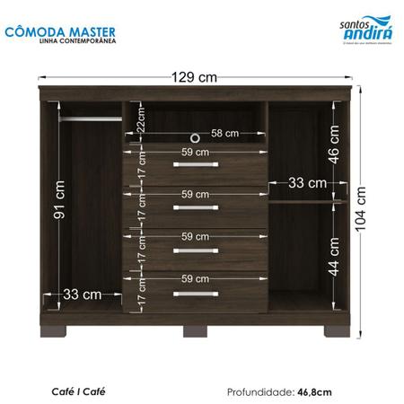 Imagem de Comoda Quarto Master 4 Gavetas 2 portas Com Pé