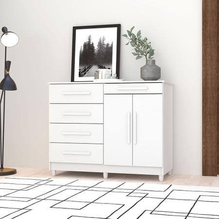 Imagem de Cômoda Sapateira para Quarto 05 Gavetas e 02 Portas Livia Branco - Pallazio