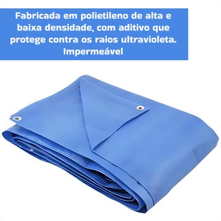 Imagem de COMP Piscina Borda Inflável PVC 3400 Litros Com Kit Reparo e Bomba de Ar para Inflar e Lona 4x4 Azul Polietileno