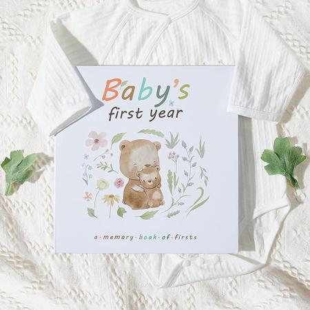Imagem de Complete 100 Páginas Primeiros 5 Anos Livro de Memória do Bebê e Livro do Marco do Bebê, Fácil de Preencher Diário do Bebê Da Gravidez aos 5 Anos, Álbum do Bebê de Capa Dura e Livro de Memória, 9,3 "x 9,3", Forest Bears