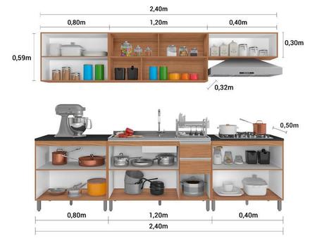 Imagem de Composição Cozinha Factual 06 Peças Pia Carvalho/Camurça - FdECOR