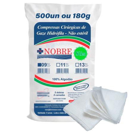 Imagem de Compressas De Gazes Hidrófila 9 Fios 500un Não Esteril Nobre Kit 5 Pacotes