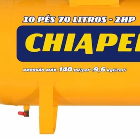 Imagem de Compressor Chiperini Rex.t 10 70 Litros 140 Libras 2 cv 110/220v Monofásico