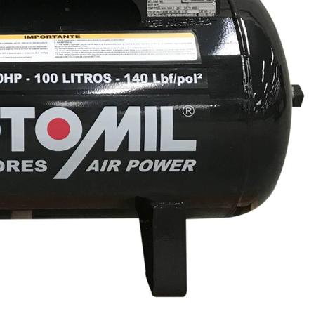 Imagem de Compressor de Ar 10 Pés 2,0 HP 100 Litros 2 Pistões CMV-10PL100A Profissional MOTOMIL