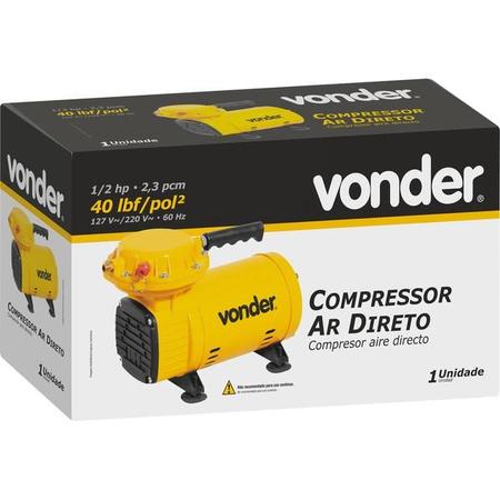 Imagem de Compressor de ar 2,3 pcm 1/2hp 40 lbf/pol² monofásico 127/220 volts - Vonder