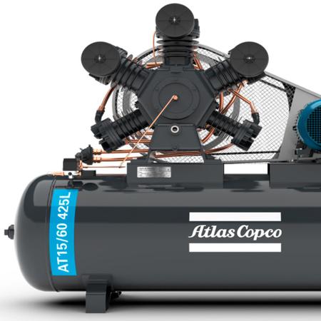 Imagem de Compressor de ar 60 pés 425 litros 15 hp 175 lbs trifásico - AT15/60 425L - Atlas Copco