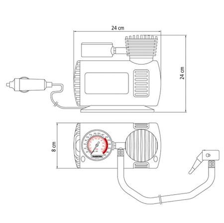 Imagem de Compressor de Ar Portátil Tramontina para Carros 300 psi 50 W 12 V