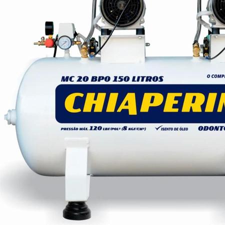 Imagem de Compressor Odontológico 20 Pés 150 Litros sem Óleo MC 20 BPO RV CHIAPERINI