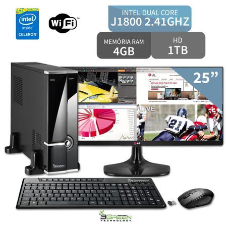 Imagem de Computador 3green Slim Intel Dual Core 4GB 1TB Wifi Monitor 25 ultrawide 25UM58-P FullHD