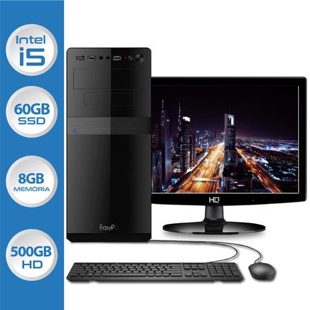 Imagem de Computador com Monitor LED Intel Core i5 SSD 60GB HD 500GB 8GB HDMI Full HD Áudio HD EasyPC Smart