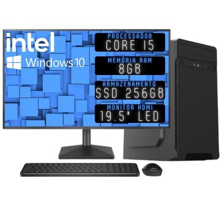 Imagem de Computador Completo 3green Desktop Intel Core i5 8GB Monitor 19.5" HDMI SSD 256GB Windows 10 3D-083
