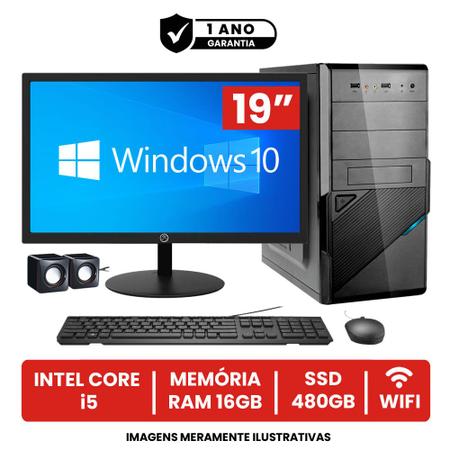 PC Gamer Completo Intel Core i5 Memoria Ram 16GB SSD 480GB Monitor