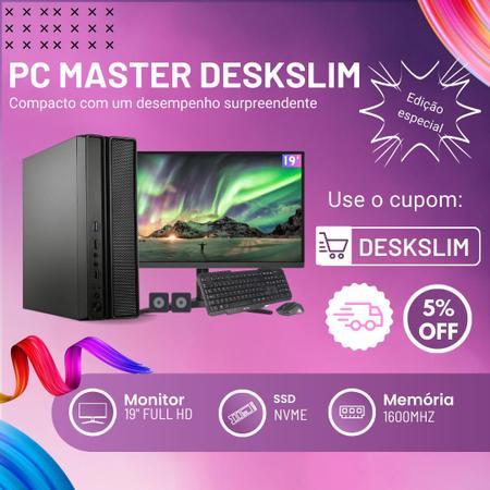 Imagem de Computador Completo Slim Core i3 8gb 1tb ssd nvme kit teclado e mouse  Monitor de 19 - PC Master